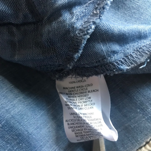 Allison Joy Evereve Dress Small S Tencel Denim Shirt Chambray roll up sleeves - Picture 6 of 7